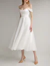 Ball Gown/Princess Off-the-shoulder Chiffon Tea-length Wedding Dress #Milly00027643