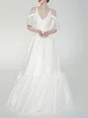 Ball Gown/Princess Off-the-shoulder Satin Floor-length Wedding Dress With Ruffles #Milly00027646