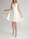 Ball Gown/Princess Scoop Neck Satin Short/Mini Wedding Dress With Ruched #Milly00027649