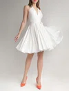 A-line Halter Satin Short/Mini Wedding Dress With Bow #Milly00027650