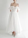 Ball Gown/Princess Off-the-shoulder Satin Asymmetrical Wedding Dress #Milly00027652