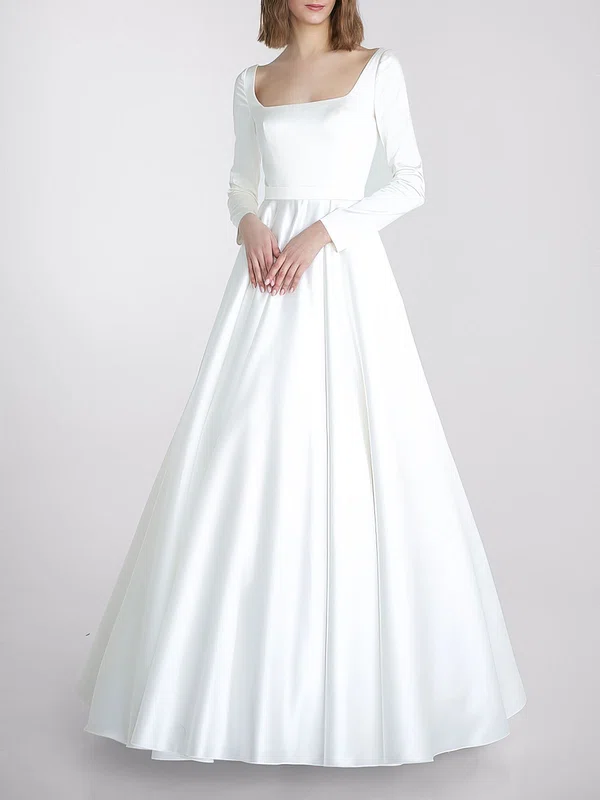 Ball Gown/Princess Square Neckline Satin Floor-length Wedding Dress #Milly00027653