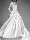 Ball Gown/Princess Scoop Neck Satin Sweep Train Wedding Dress #Milly00027665