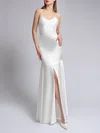 Trumpet/Mermaid V-neck Satin Floor-length Wedding Dress #Milly00027670