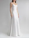 Sheath/Column V-neck Satin Floor-length Wedding Dress #Milly00027671