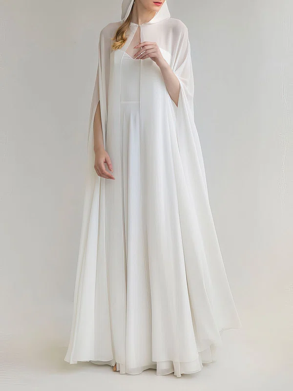 A-line Illusion Chiffon Floor-length Wedding Dress #Milly00027681