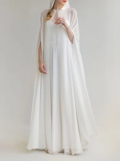 A-line Illusion Chiffon Floor-length Wedding Dress #Milly00027681
