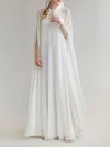 A-line Illusion Chiffon Floor-length Wedding Dress #Milly00027681