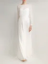 A-line Illusion Chiffon Floor-length Wedding Dress With Ruched #Milly00027685