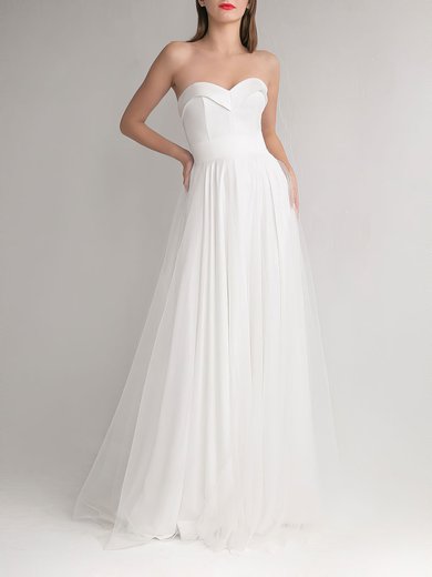 A-line Sweetheart Tulle Floor-length Wedding Dress #Milly00027695