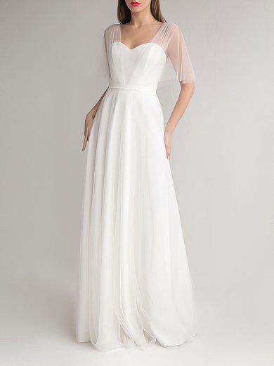 A-line Sweetheart Tulle Floor-length Wedding Dress #Milly00027696