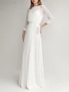 A-line Illusion Chiffon Floor-length Wedding Dress #Milly00027697