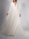 Ball Gown/Princess Illusion Satin Chiffon Court Train Wedding Dress #Milly00027720