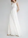 A-line Square Neckline Chiffon Floor-length Wedding Dress #Milly00027740