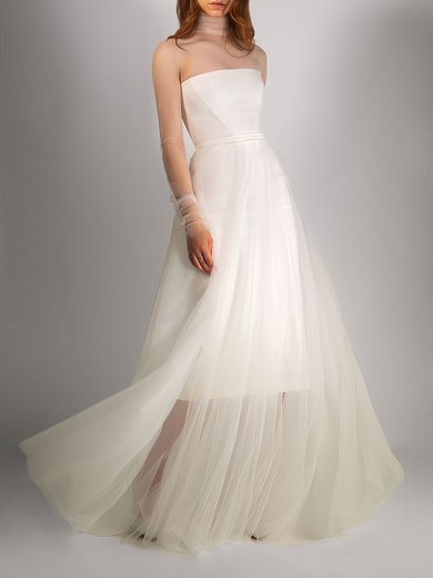 Ball Gown/Princess High Neck Tulle Floor-length Wedding Dress #Milly00027743