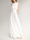 A-line Square Neckline Satin Floor-length Wedding Dress #Milly00027747