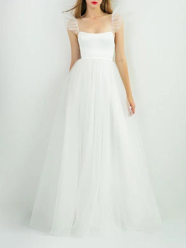 Ball Gown/Princess Scoop Neck Tulle Floor-length Wedding Dress #Milly00027752