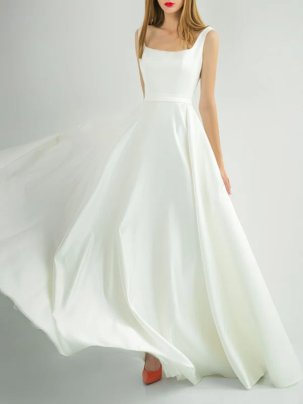 Ball Gown/Princess Square Neckline Satin Floor-length Wedding Dress #Milly00027764