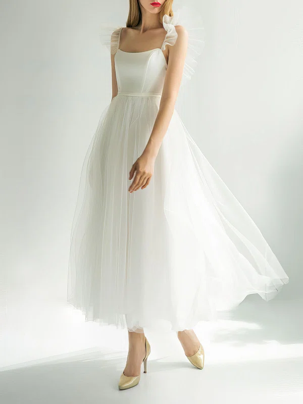 Ball Gown/Princess Scoop Neck Tulle Ankle-length Wedding Dress #Milly00027768