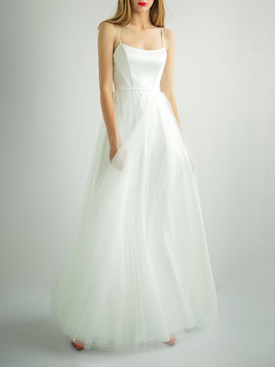 Ball Gown/Princess Scoop Neck Tulle Floor-length Wedding Dress #Milly00027770