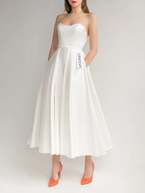 Ball Gown/Princess Sweetheart Satin Ankle-length Wedding Dress #Milly00027773