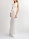 Sheath/Column Scoop Neck Satin Floor-length Wedding Dress #Milly00027777