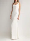 Sheath/Column Square Neckline Stretch Crepe Floor-length Wedding Dress #Milly00027779