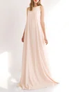 A-line Scoop Neck Chiffon Sweep Train Wedding Dress #Milly00027783