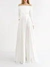 A-line Off-the-shoulder Chiffon Floor-length Wedding Dress #Milly00027784