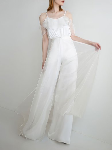 Sheath/Column V-neck Chiffon Floor-length Wedding Dress With Ruffles #Milly00027785