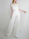 Sheath/Column V-neck Chiffon Floor-length Wedding Dress With Ruffles #Milly00027785