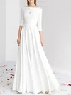 A-line Scoop Neck Stretch Crepe Floor-length Wedding Dress #Milly00027790