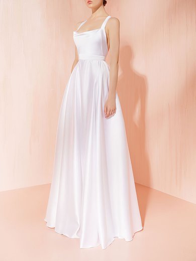 Ball Gown/Princess Cowl Neck Satin Floor-length Wedding Dress #Milly00027793