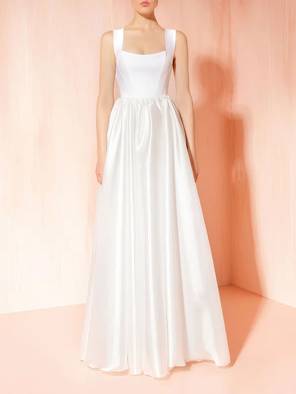 Ball Gown/Princess Scoop Neck Satin Floor-length Wedding Dress #Milly00027794