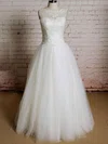 Ball Gown Illusion Tulle Floor-length Wedding Dresses With Appliques Lace #00020565