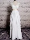 Sheath/Column Chiffon With Sashes/Ribbons Ivory Lace V-neck Wedding Dresses #00020572