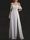 A-line Sweetheart Chiffon Floor-length Wedding Dress With Split Front #Milly00028118