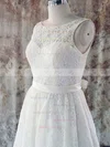 Scoop Neck Sashes / Ribbons Covered Button Knee-length Lace Wedding Dresses #00020580