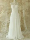 A-line Illusion Chiffon Sweep Train Wedding Dresses With Appliques Lace #00020582