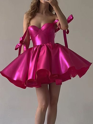 Corset Fuchsia Skater Satin Bow Homecoming Dresses #Milly02053733