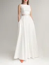 Ball Gown/Princess Scoop Neck Satin Floor-length Wedding Dress #Milly00027867