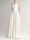 Ball Gown/Princess Illusion Satin Floor-length Wedding Dress #Milly00027880