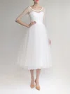 Ball Gown/Princess Illusion Tulle Tea-length Wedding Dress #Milly00027881