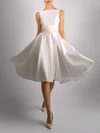 A-line Scoop Neck Satin Knee-length Wedding Dress #Milly00027885