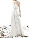 A-line Sweetheart Chiffon Sweep Train Wedding Dress #Milly00027886