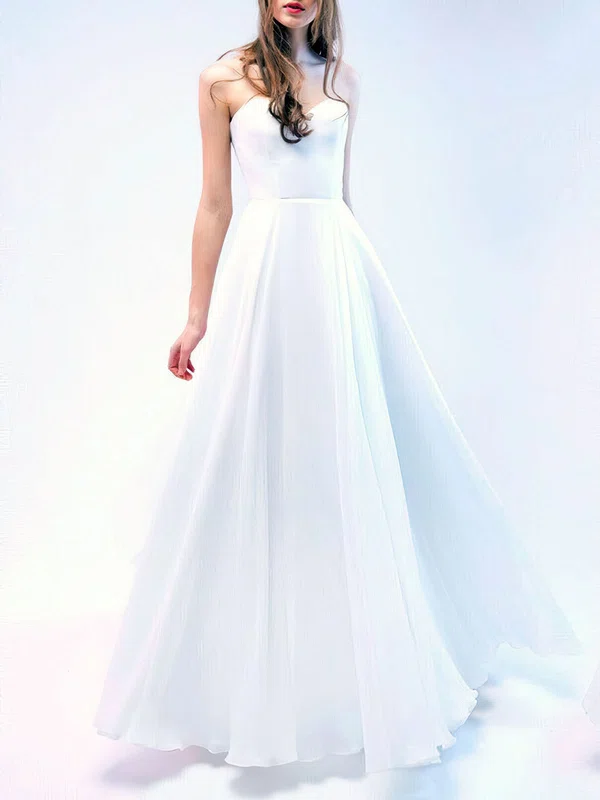 A-line Sweetheart Chiffon Floor-length Wedding Dress #Milly00027902