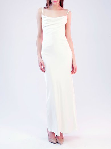 Sheath/Column Cowl Neck Satin Floor-length Wedding Dress #Milly00027903