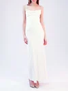 Sheath/Column Cowl Neck Satin Floor-length Wedding Dress #Milly00027903