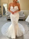 Trumpet/Mermaid Sweetheart Lace Court Train Wedding Dress With Appliques Lace #Milly00027919