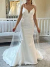 Trumpet/Mermaid V-neck Satin Court Train Wedding Dress #Milly00027924